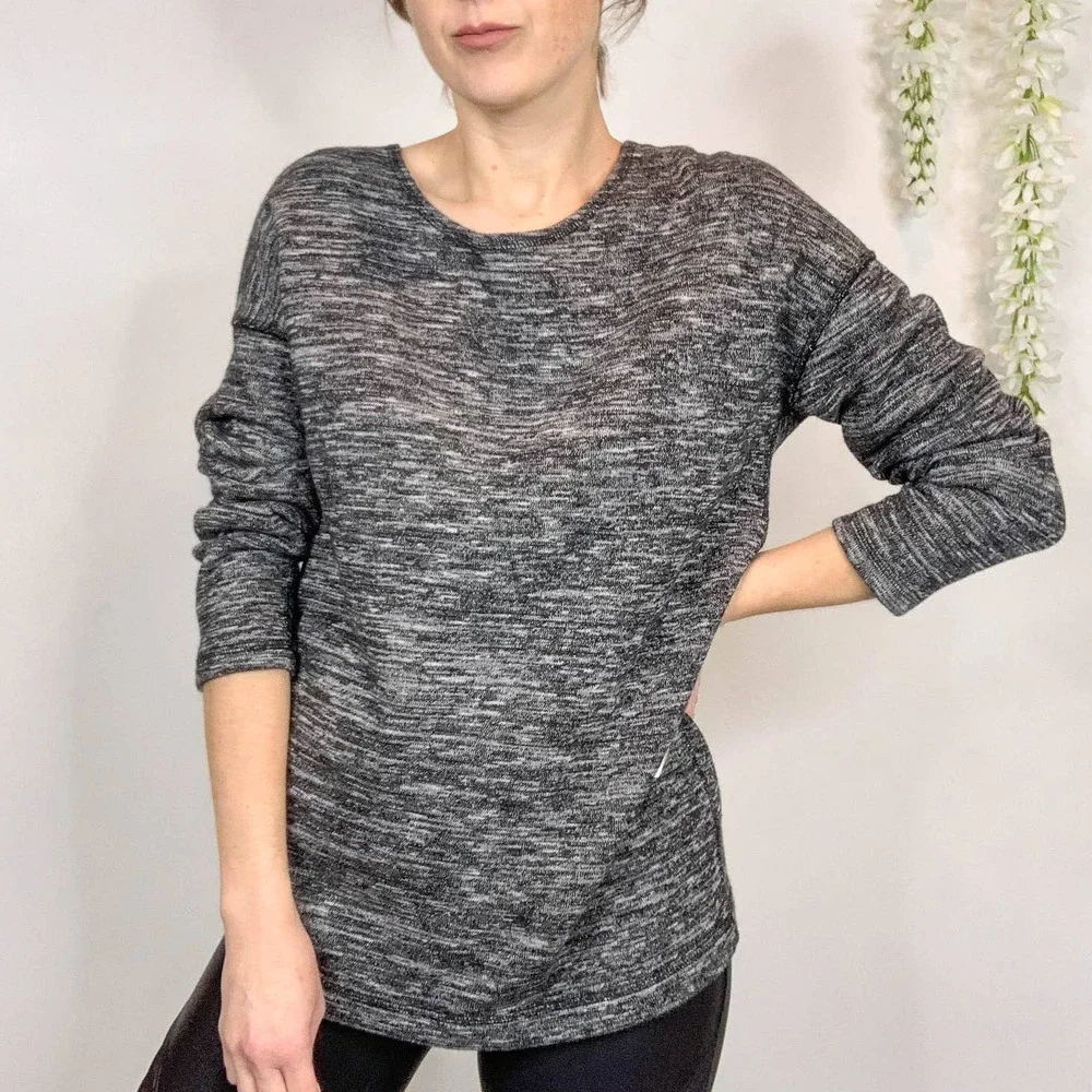 J. CREW space dyed knit sweater top exposed back zipper charcoal 2661